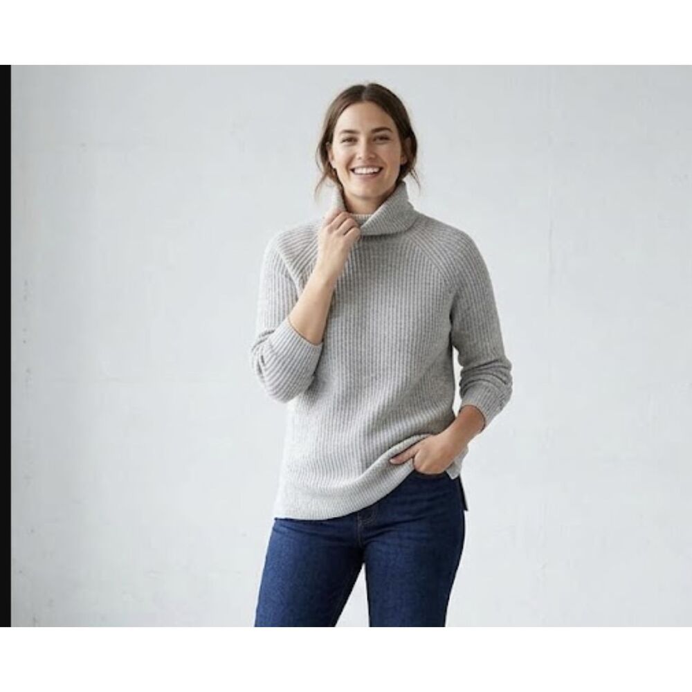 J.Crew Mercantile Women's Ribbed Turtleneck Sweater /Light Tweed/Heather Gray, M